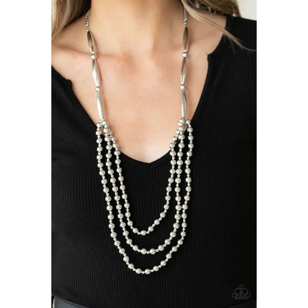 Beaded Beacon Silver Necklace (499)